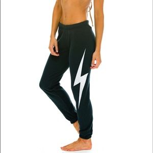 aviator nation black bolt sweatpants